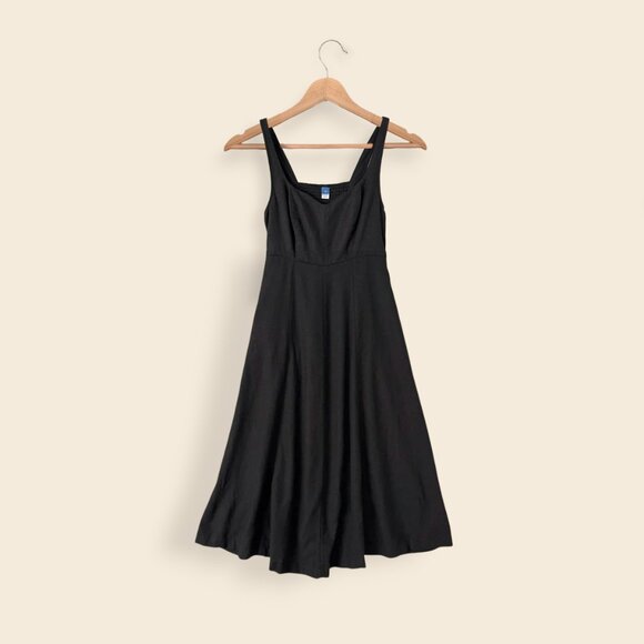 Black Linen Midi Dress, Small, NWT - Picture 1 of 4